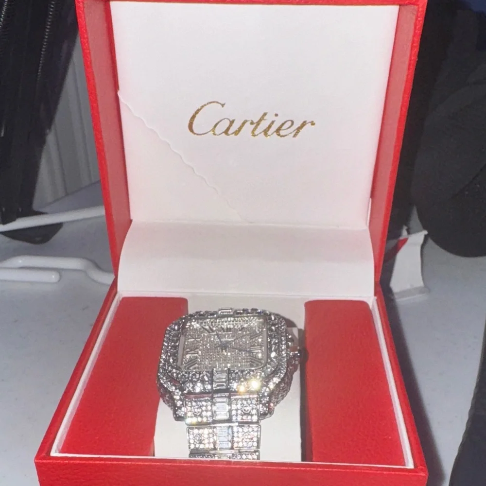 Cartier Diamond-Embellished Silver Watch - Picture 3 of 4